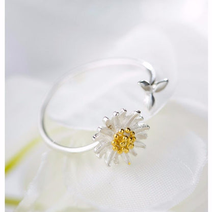 925 Sterling Silver Sunflower Ring | Adjustable Women's Fashion