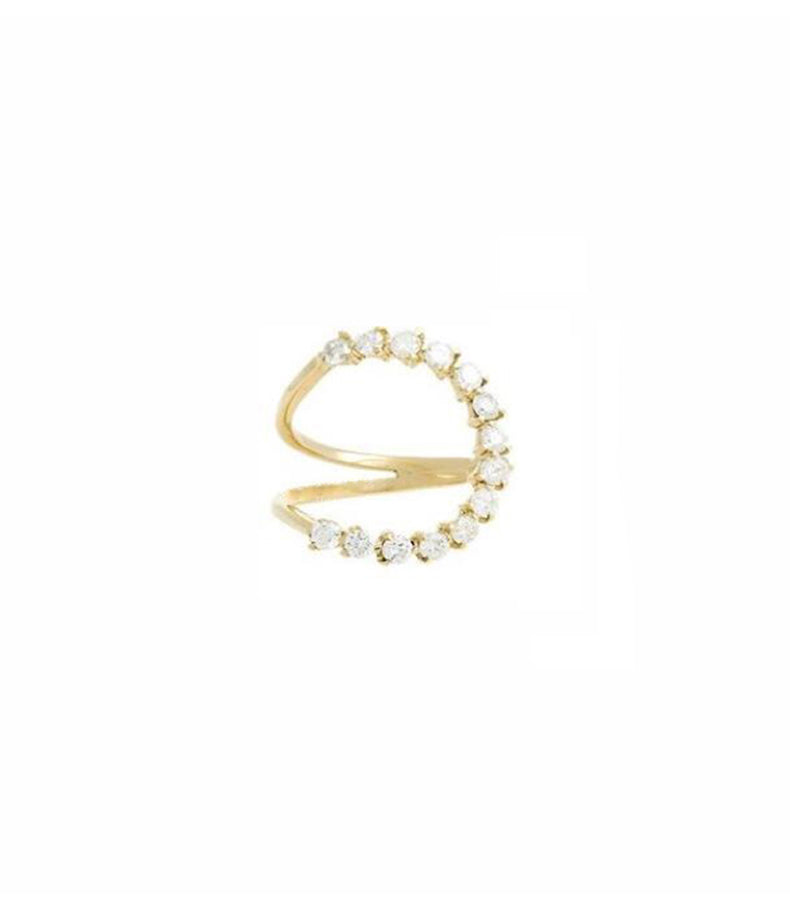 Crescent Pearl Zircon Ring