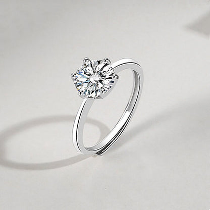 Sterling Silver Zircon Solitaire Ring