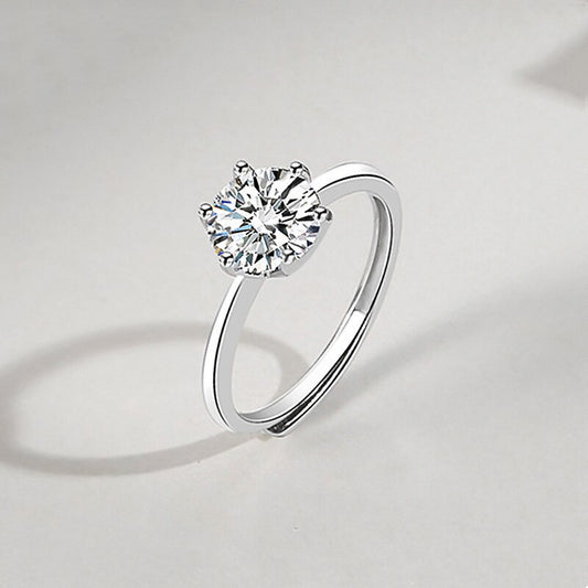 Sterling Silver Zircon Solitaire Ring