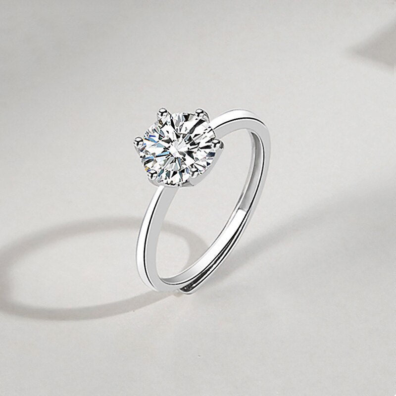Sterling Silver Zircon Solitaire Ring