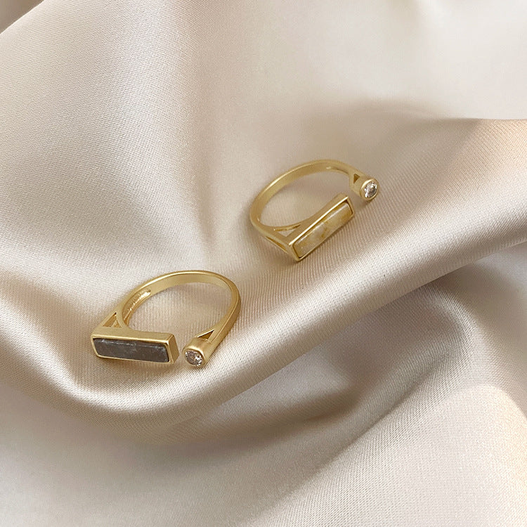 Marble Zircon Geometric Ring