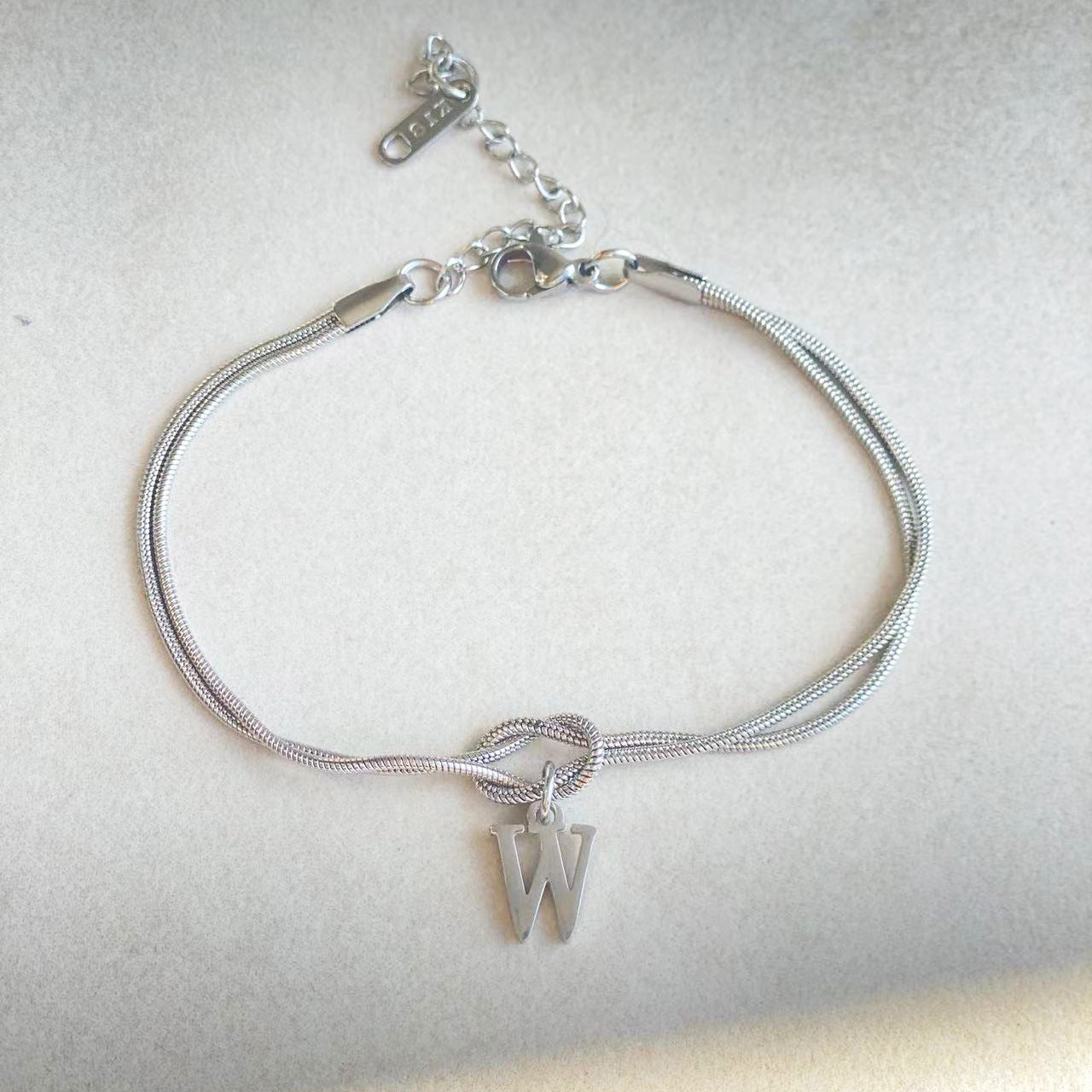 Initial Letter Love Knot Bracelet for Women | Gold Snake Chain