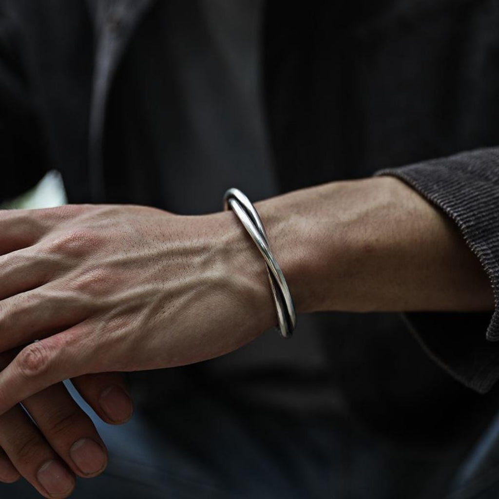 Handmade Adjustable Silver Cuff Bracelet for Men
