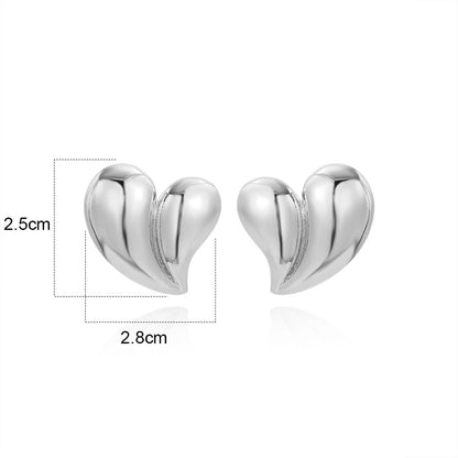 18K Gold Glossy Heart Earrings | Copper-Plated Simple Love Design