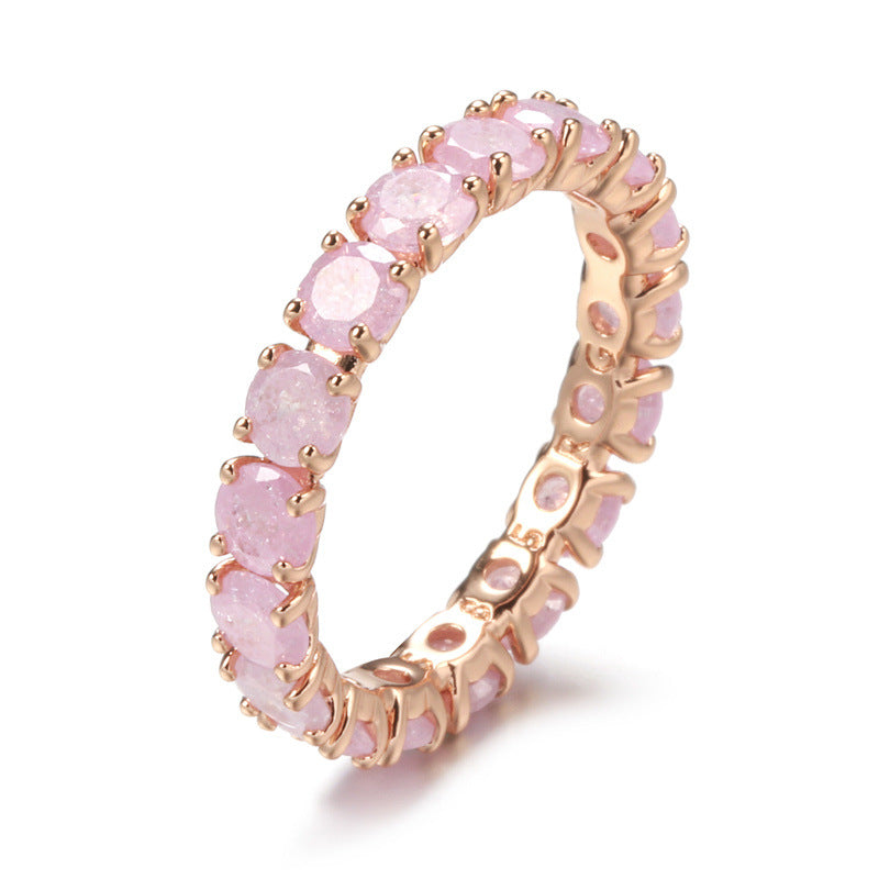 French Retro Ice Flower Full Zircon Ring | Champagne Gold Copper