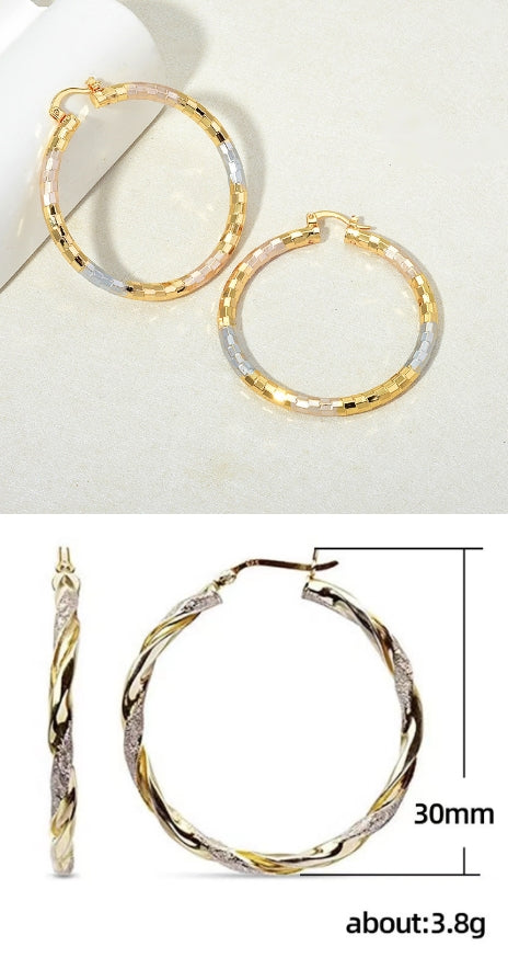 Simple Gold Metal Hoop Earrings | Alloy Personality Unisex