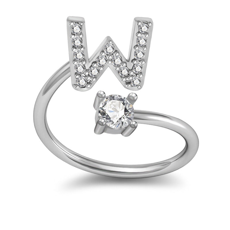 A-Z Initial Letter Ring for Women and Men | Adjustable Alloy