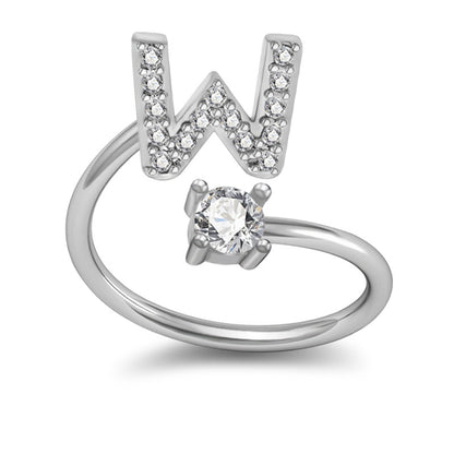 A-Z Initial Letter Ring for Women and Men | Adjustable Alloy