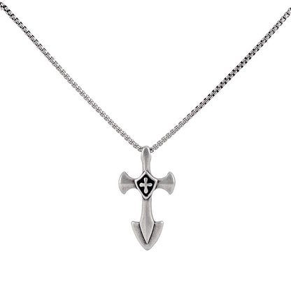 Men's Hip Hop Dog Tag Pendant Necklace in Titanium Steel