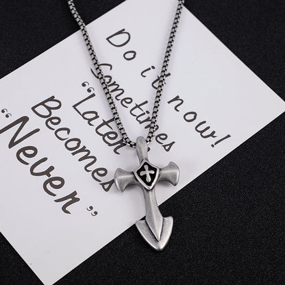 Men's Hip Hop Dog Tag Pendant Necklace in Titanium Steel
