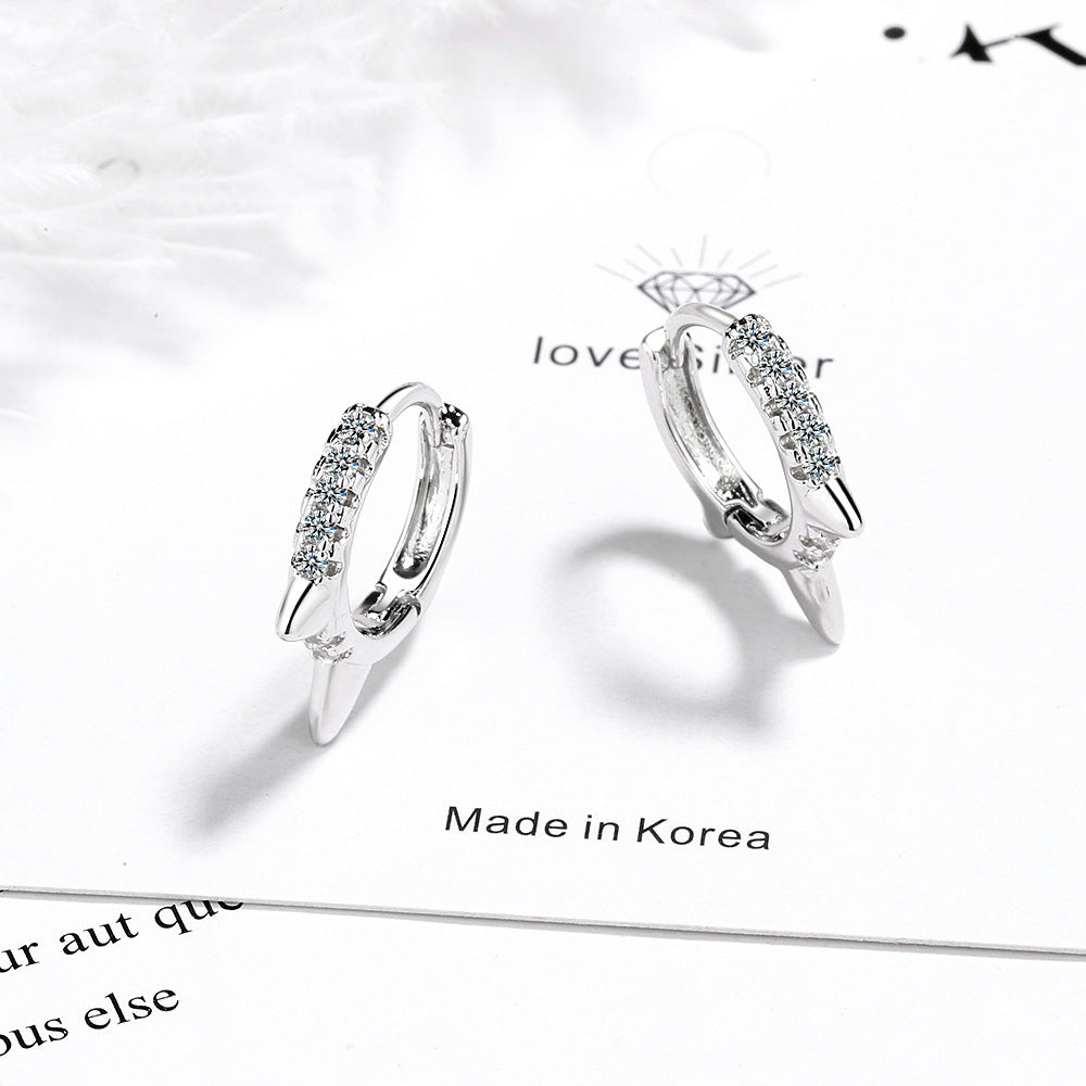 Korean Diamond Embedded Earrings | Copper Gold Silver Versatile