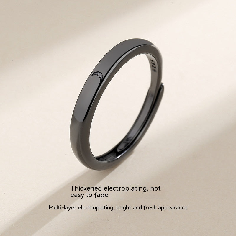 Sun Moon Lovers Ring | Alloy Couple Ring Black White