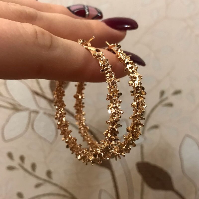 Gold Round Pearl Hoop Earrings | Zinc Alloy Retro Fashion Set