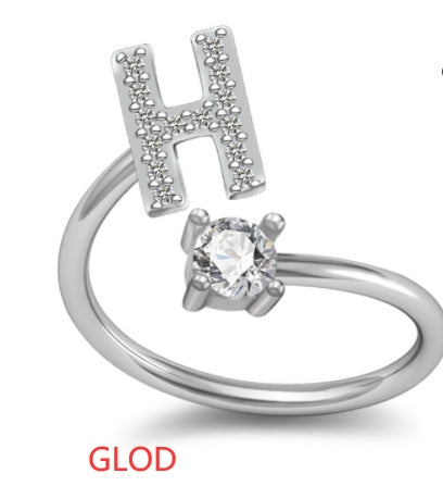 A-Z Initial Letter Ring for Women and Men | Adjustable Alloy