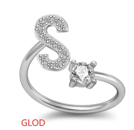 A-Z Initial Letter Ring for Women and Men | Adjustable Alloy