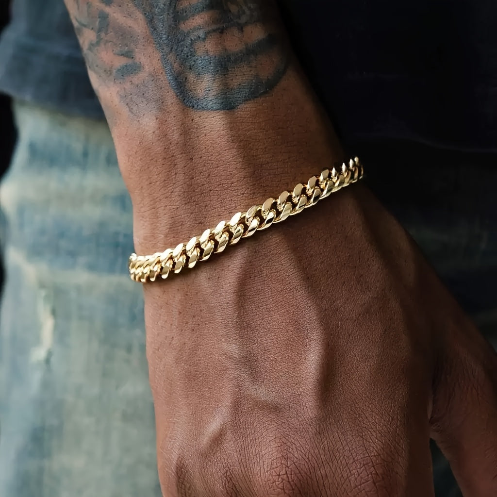 Men's 18K Gold Plated Thick Chain Bracelet