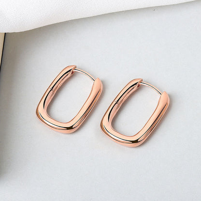 Korean Diamond Embedded Earrings | Copper Gold Silver Versatile