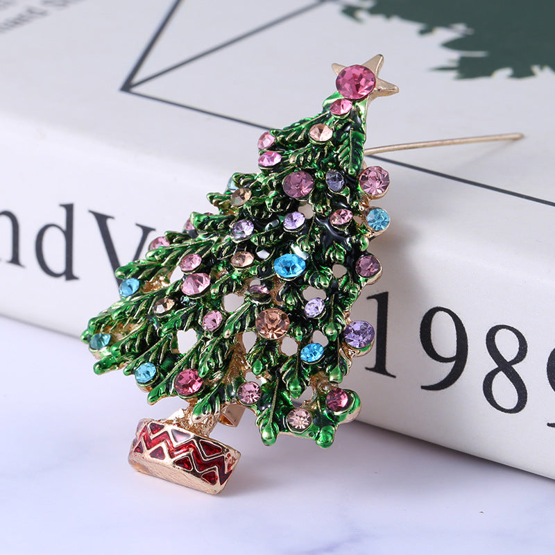 Christmas Tree Brooch | Alloy Korean Diamond Oil Drop 37x53mm