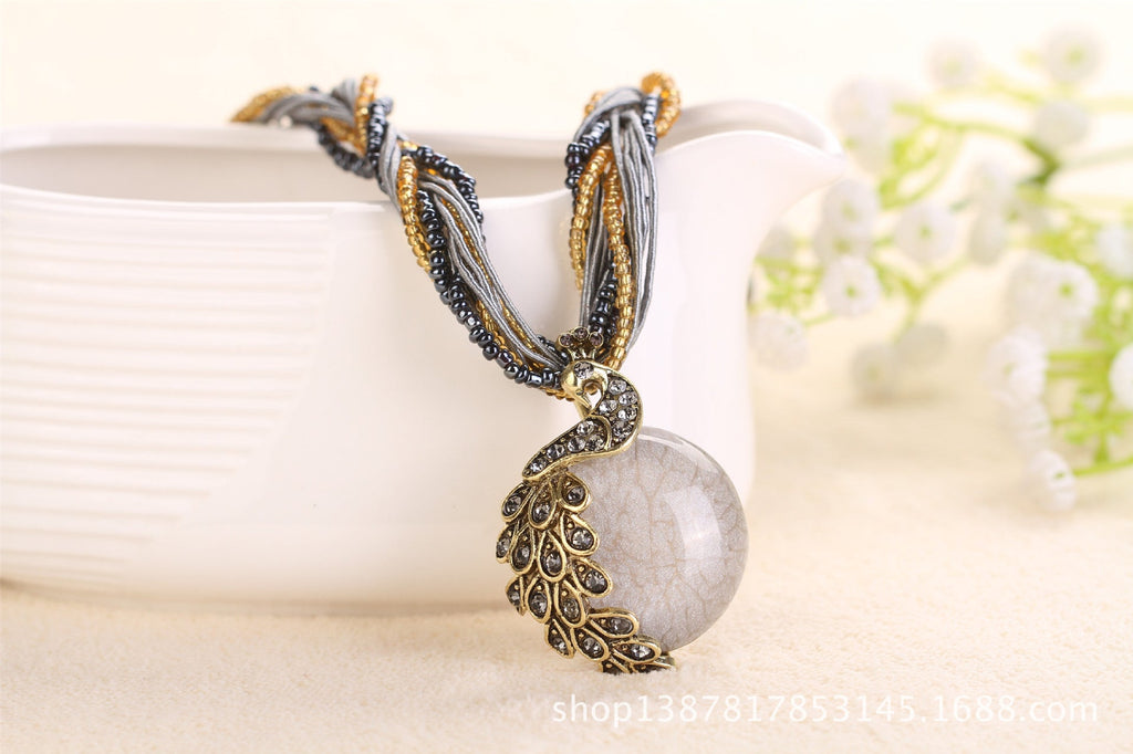 Ethnic Style Rice Bead Woven Necklace for Women