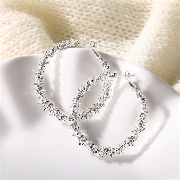 Gold Round Pearl Hoop Earrings | Zinc Alloy Retro Fashion Set