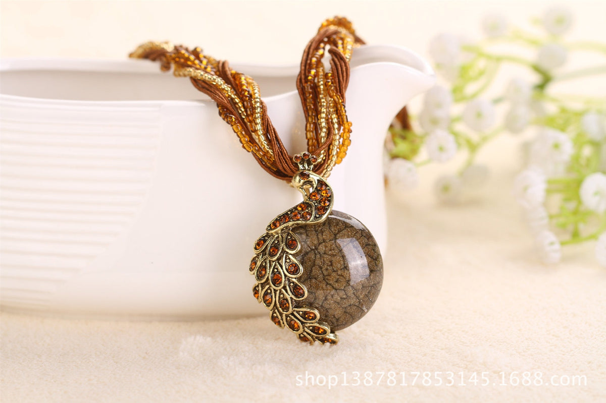 Ethnic Style Rice Bead Woven Necklace for Women