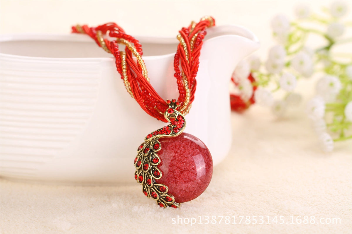 Ethnic Style Rice Bead Woven Necklace for Women