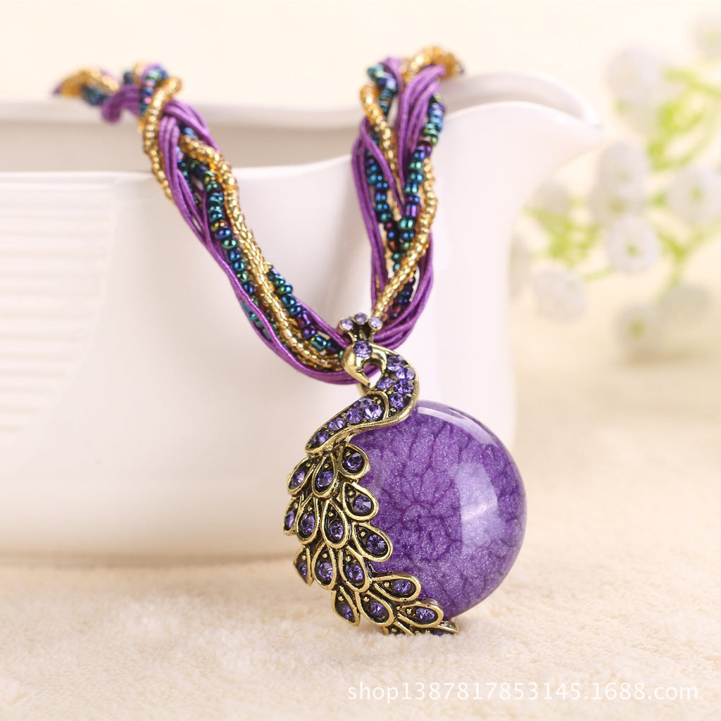 Ethnic Style Rice Bead Woven Necklace for Women