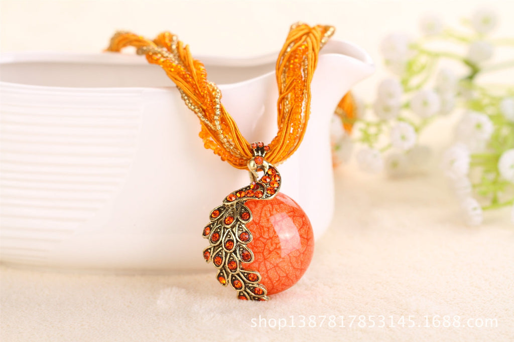 Ethnic Style Rice Bead Woven Necklace for Women