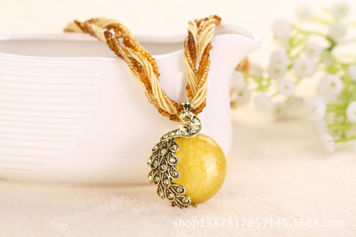Ethnic Style Rice Bead Woven Necklace for Women