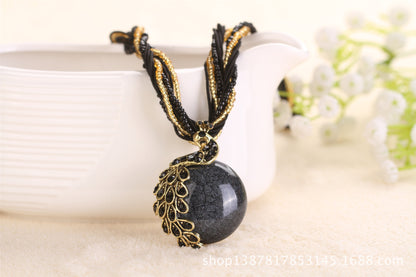 Ethnic Style Rice Bead Woven Necklace for Women
