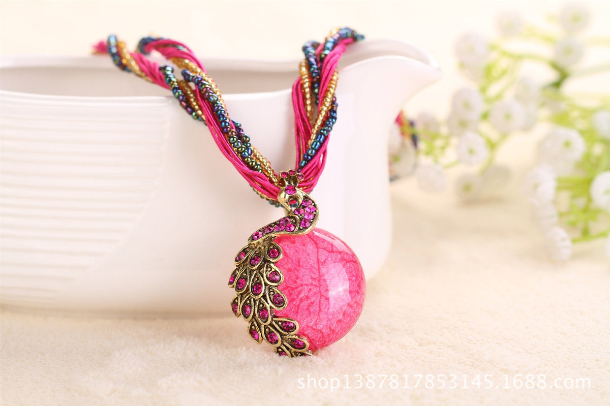 Ethnic Style Rice Bead Woven Necklace for Women
