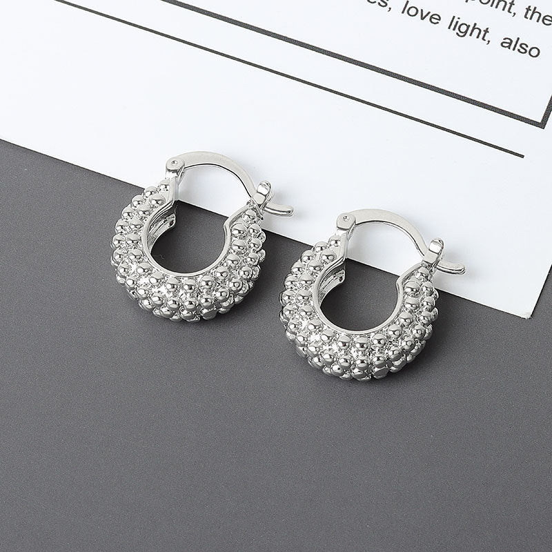 Korean Diamond Embedded Earrings | Copper Gold Silver Versatile