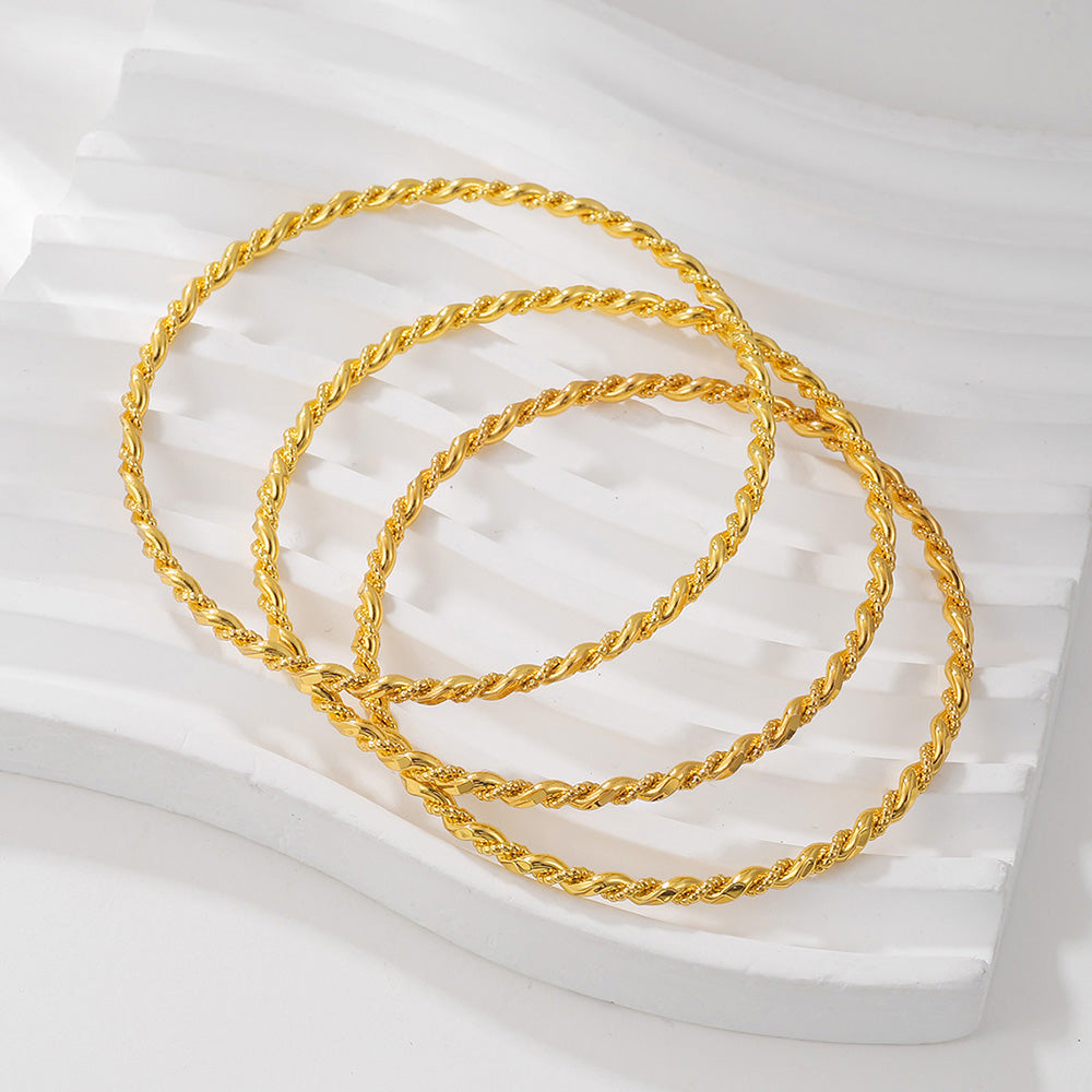 Gold Twist Rope Bracelet for Women | Vacuum Plated Beryllium Copper