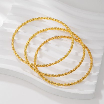 Gold Twist Rope Bracelet for Women | Vacuum Plated Beryllium Copper