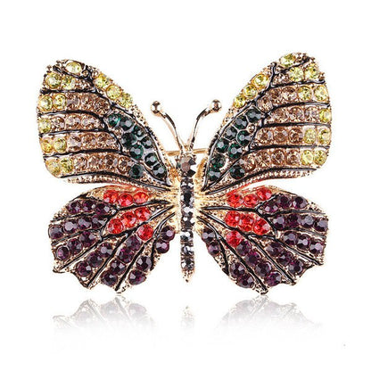 Rhinestone Butterfly Brooch Pin | Alloy Gold Wedding Bridal 4cm