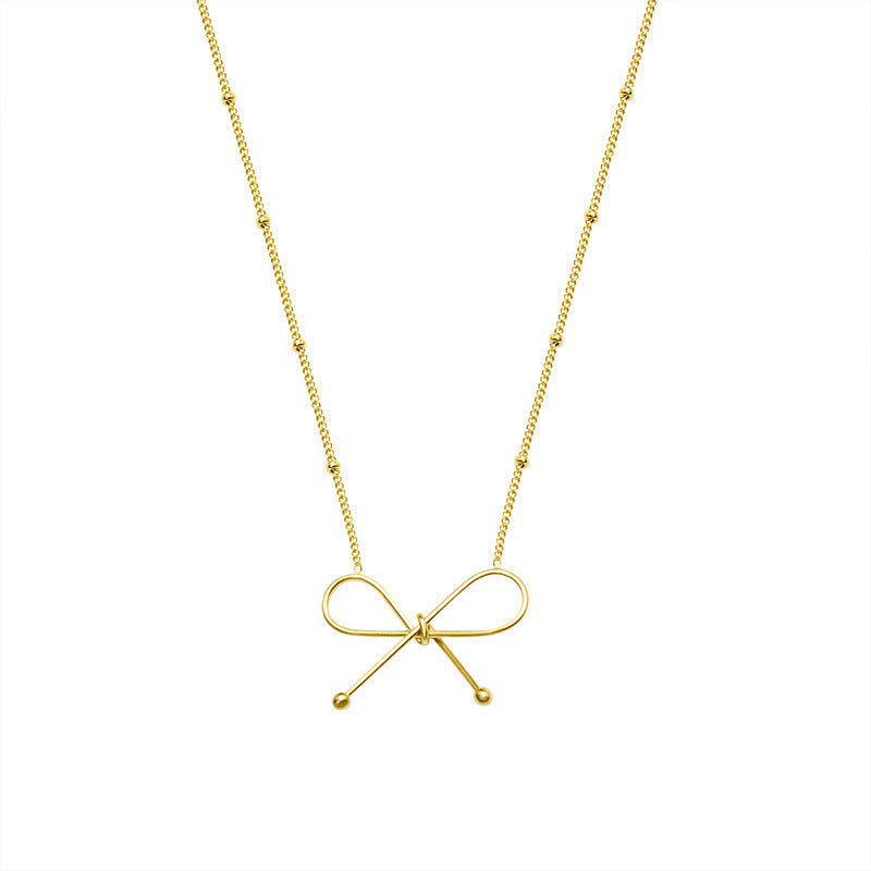 Bowknot Collarbone Necklace and Bracelet Set for Women