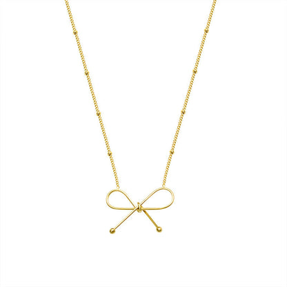 Bowknot Collarbone Necklace and Bracelet Set for Women