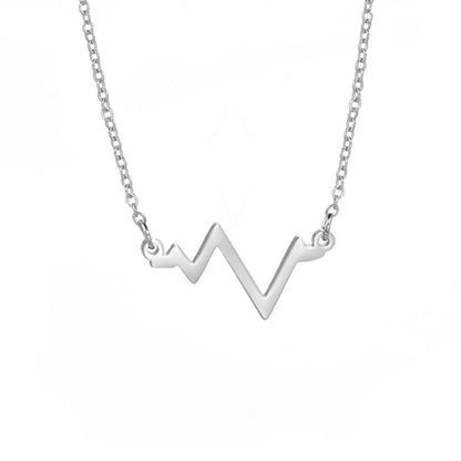 ECG Heartbeat Pendant Necklace in Stainless Steel for Women