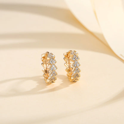 Gold Inlaid Zircon Stud Earrings | Copper All-Match European
