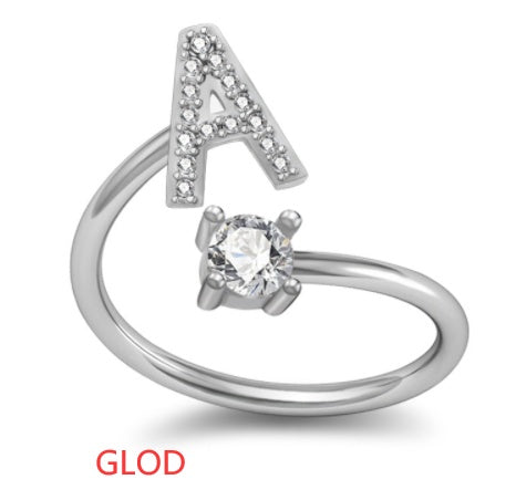 A-Z Initial Letter Ring for Women and Men | Adjustable Alloy