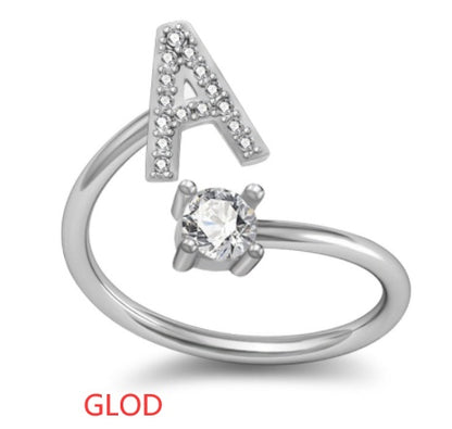 A-Z Initial Letter Ring for Women and Men | Adjustable Alloy