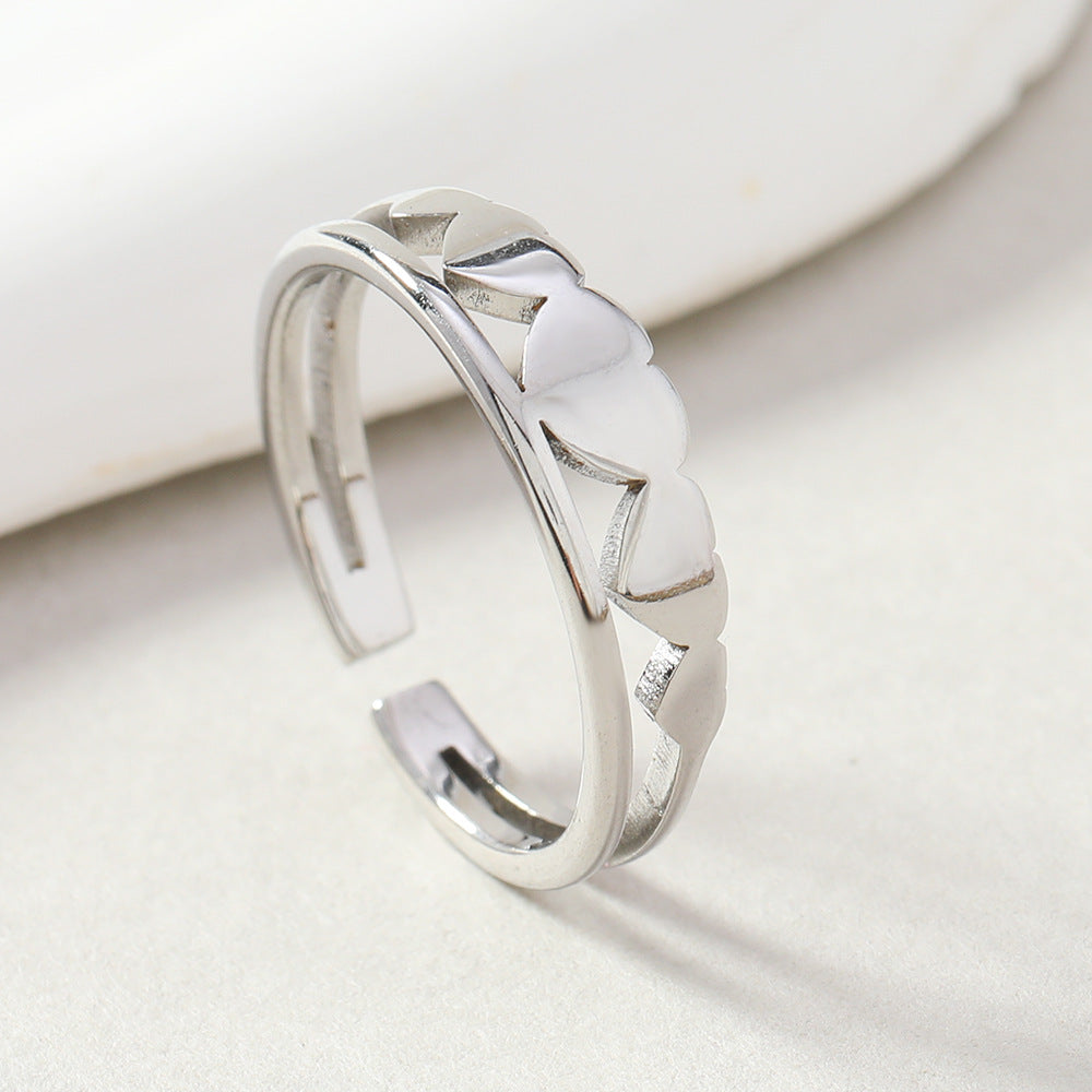 Titanium Steel Open-End Couple Ring | Love Heart Design