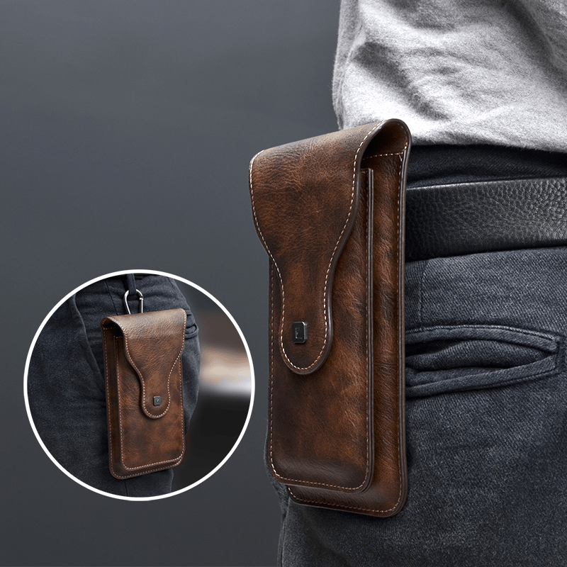6.5" Faux Leather Phone Waist Bag with Dual Compartments