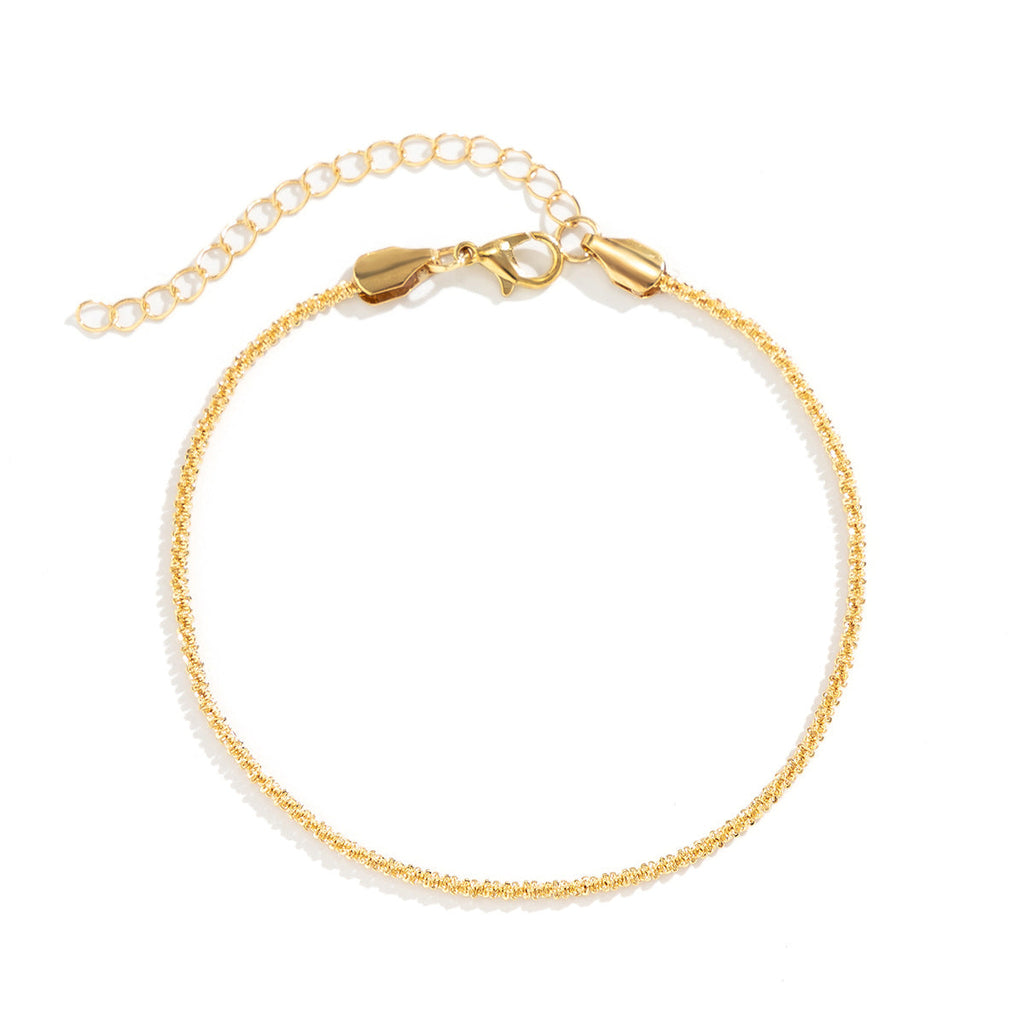 Sparkling Slim Chain Anklet | Copper Wave Gold White K