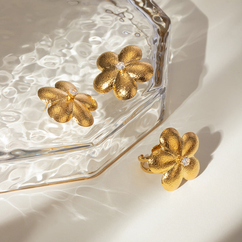 Flora Gold Petal Earrings | Stainless Steel Geometric Floral