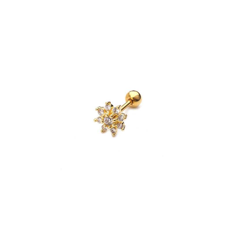 Zircon Flower Stud Earrings | Metal Gold Silver Rose Gold Fashion OL