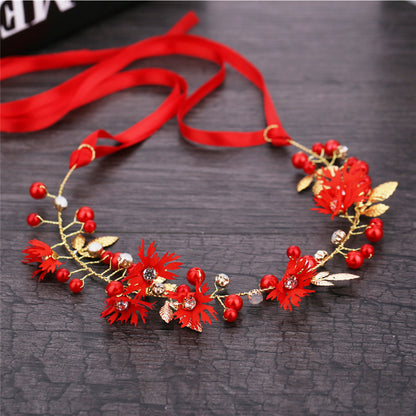 Girls Daisy Garland Headband | Alloy Red Gold Flower Wreath