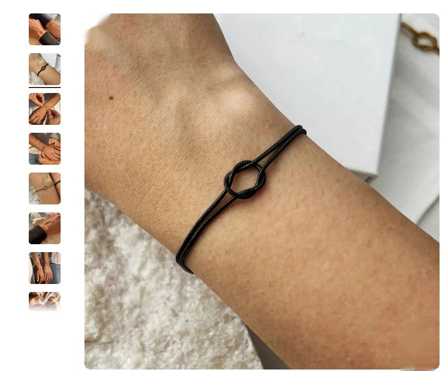 Twist Heart Knot Snake Bone Chain Bracelet