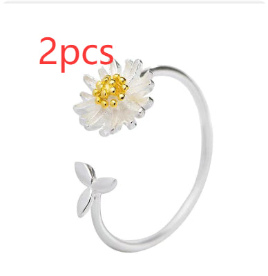 925 Sterling Silver Sunflower Ring | Adjustable Women's Fashion